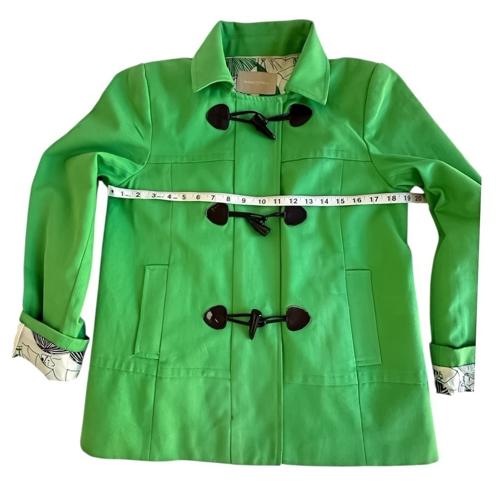 Banana Republic Kelly Green Toggle Peacoat Jacket S Twill Umbrella Print Lining - Picture 8 of 12